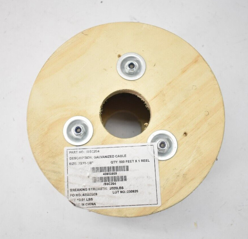Galvanized Cable Spool 2000lbs Breaking Strength SSC294 500' L 7 x 19-1/8"