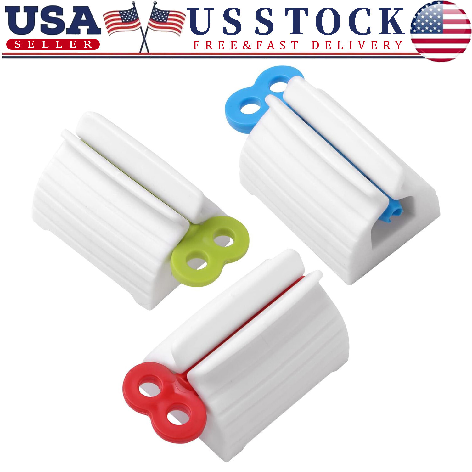 3Pcs Rolling Tube Toothpaste Squeezer Manual Dispenser Seat Holder Home Bathroom