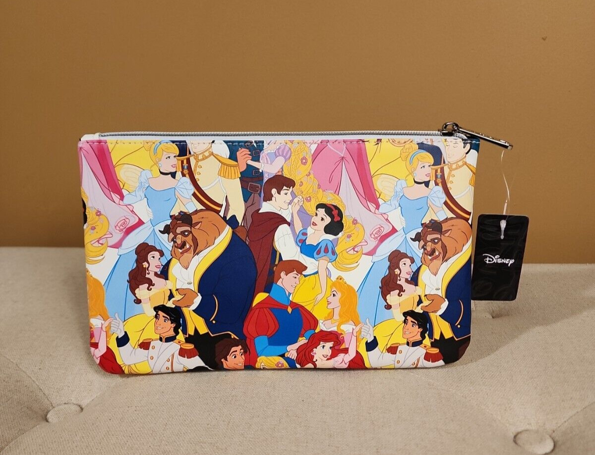 Buckle Down Disney Princess Couples Love AOP Print Cosmetic Bag Makeup Pouch NEW