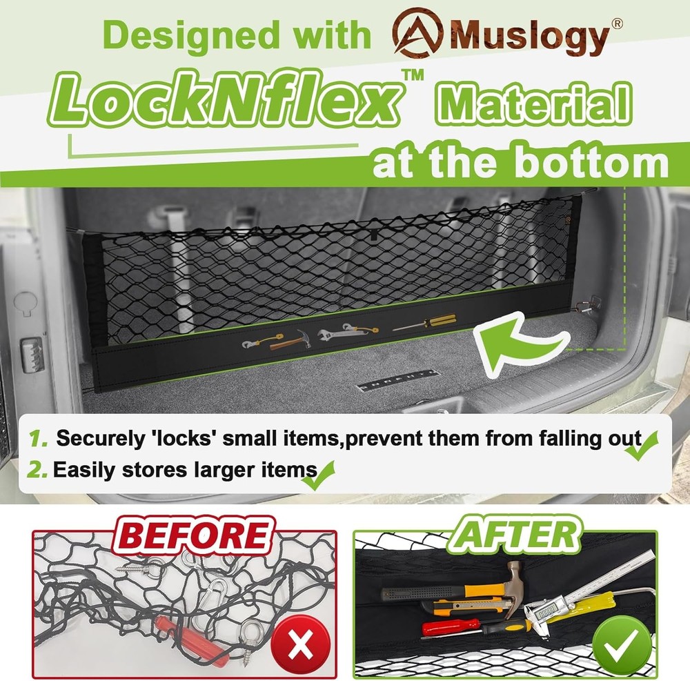 Stretchable Cargo Mesh Net Organizer with Hooks Compatible with Ford Maverick 20