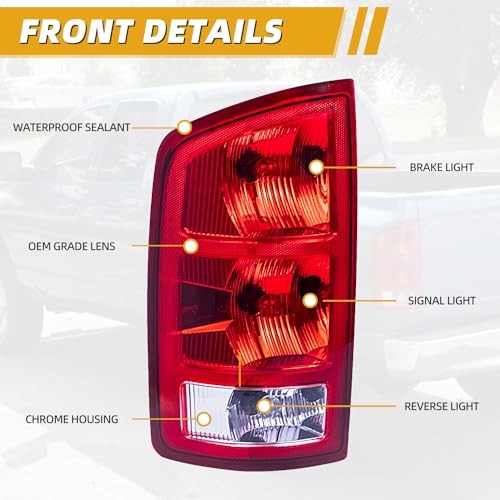 Tail Light Assembly Compatible with Dodge RAM 2002-2006 1500 | 2002-2006 RAM