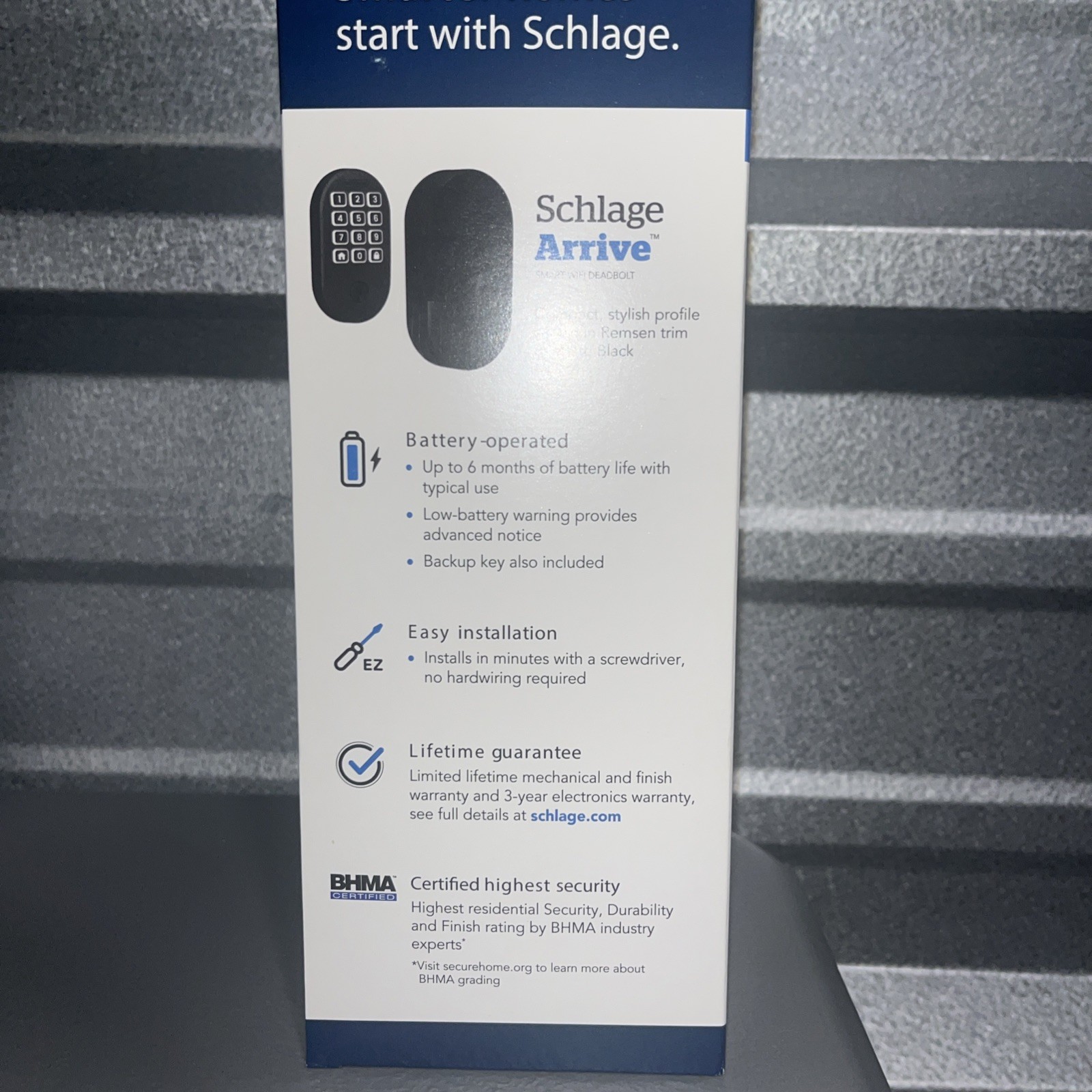 SCHLAGE ARRIVE - Remsen Matte Black - Smart Wifi Deadbolt lock *NEW and SEALED*