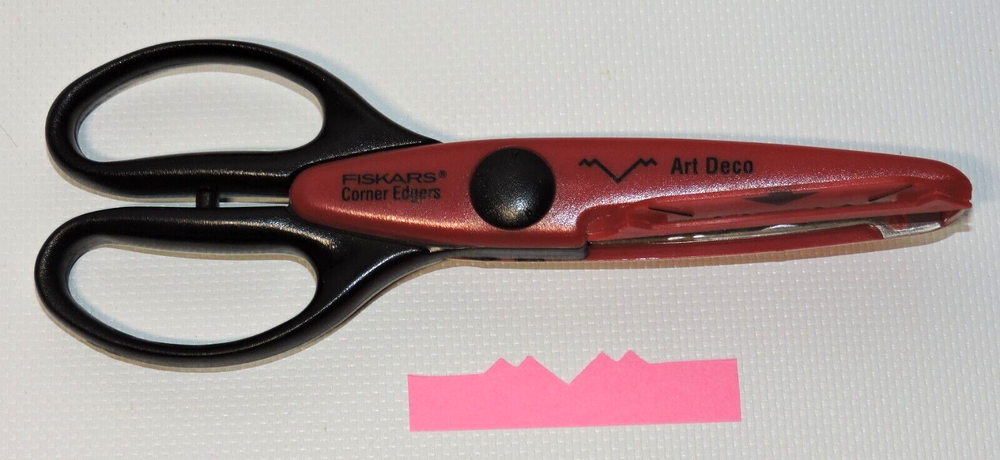 Vintage Fiskars Paper Corner Edgers Scissors Scrapbook Art Deco Pattern, NICE