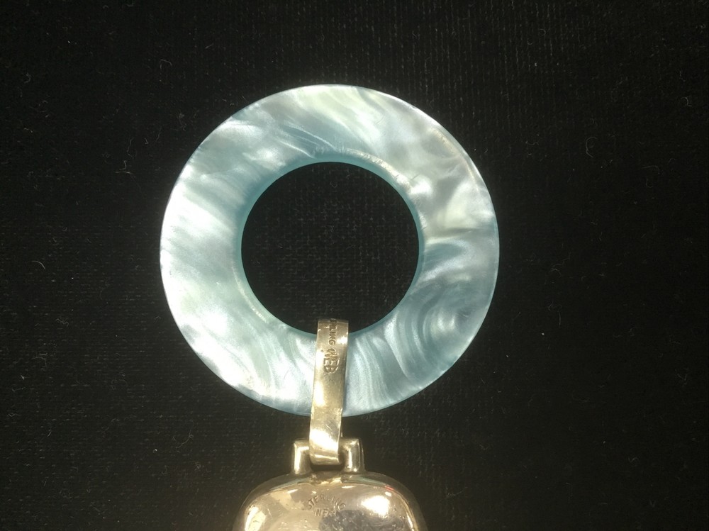 Baby teether rattle with birth data ready to be engraved Web sterling silver
