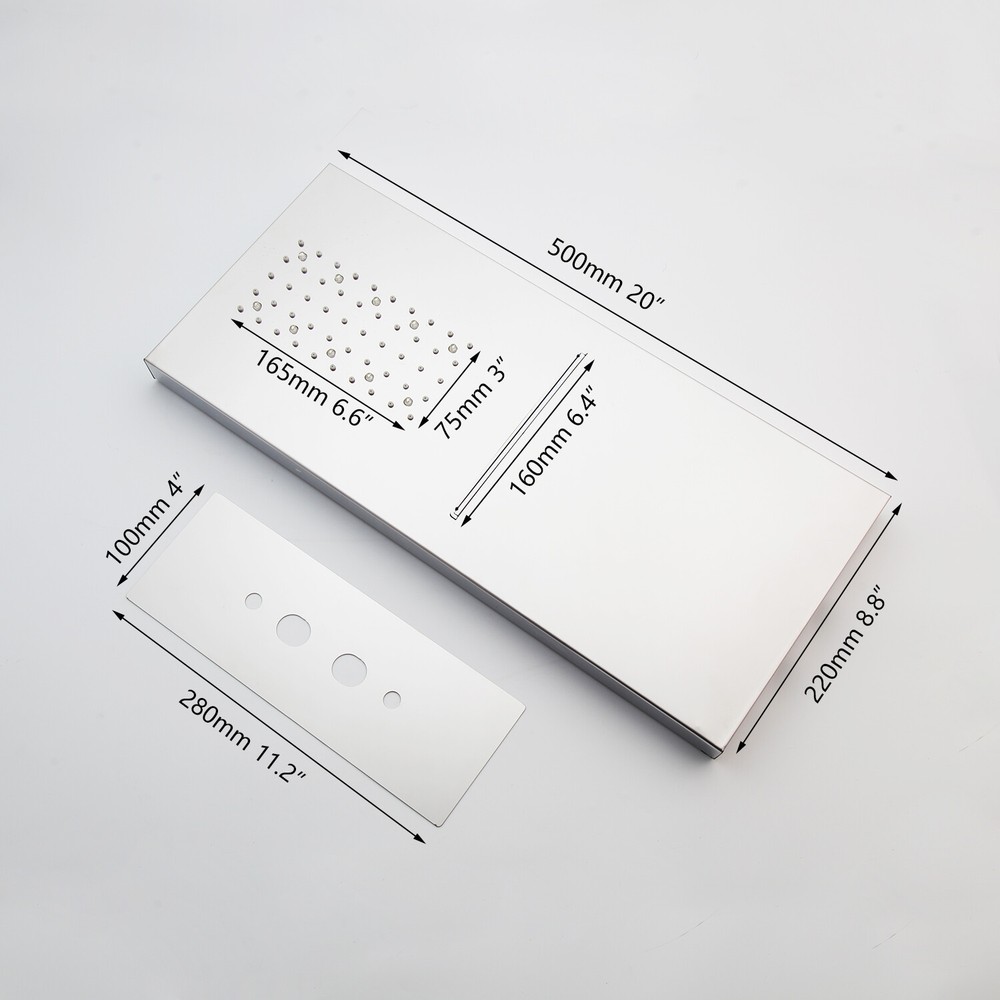 Rainfall/Waterfall 22" Chrome LED Shower Heads Rectangular Wall Mount Mixer Taps