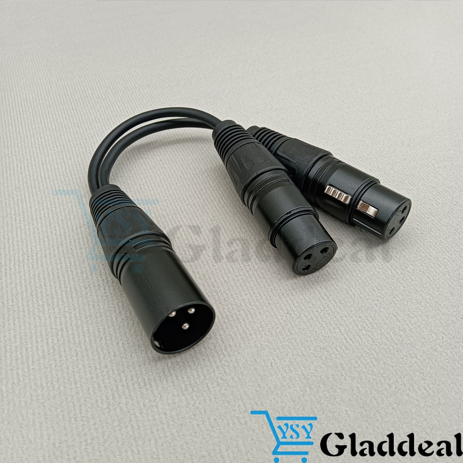 3-Pin XLR Male Plug to Dual 2 Female 16 AWG Jack Y Splitter Mic DJ Cable Adaptor