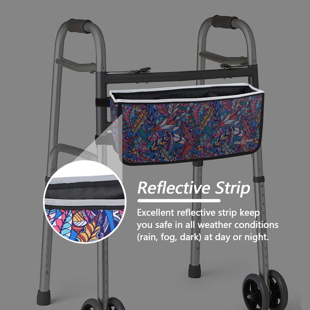 Walker Basket, Walker Storage Bag with Split Boards and Straps, Foldable Walk...