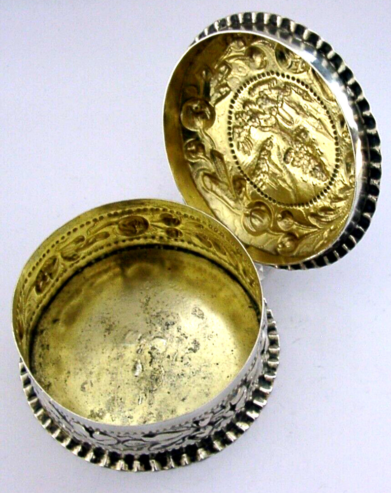 LARGE 196g GERMAN HANAU SOLID SILVER CASTLE TOP TABLE BOX c1900 ANTIQUE