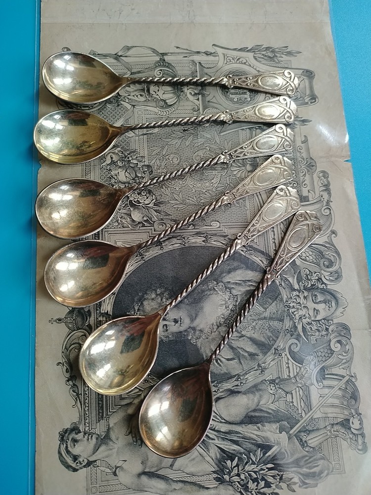Silver Steak Spoon Silver  Probe 875, 6pcs 10 Gr  each