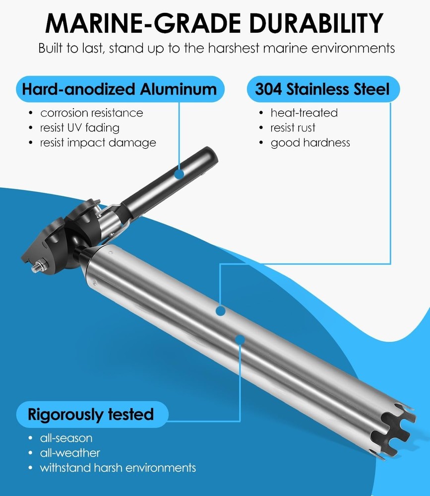 T10-355 Adjustable Fish Rod Holder Grill Mount for Magma All Rectangular Grills