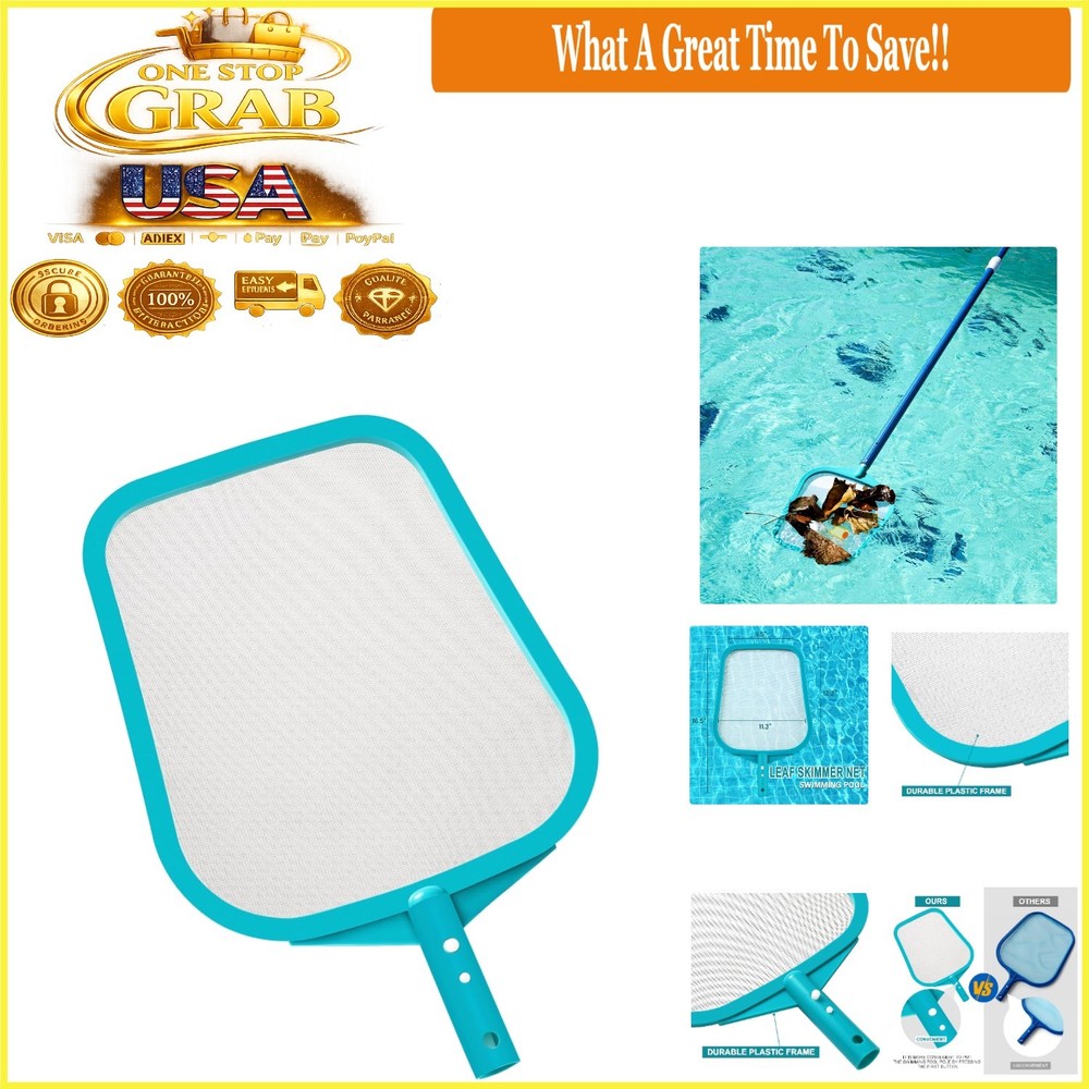 Pool Skimmer Net Without Pole 16.5x9.5 Fine Mesh Plastic Frame