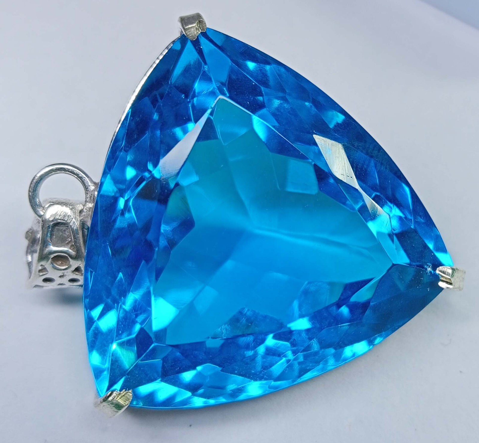 Trillion Cut 122.40 Ct Blue Topaz Pendant Natural Gemstone EGL Certified PD038