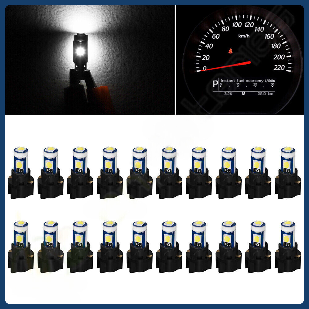 20PCS T5 73LED 3030SMD Instrument Cluster Dash Light Bulb Kit Twist Socket White