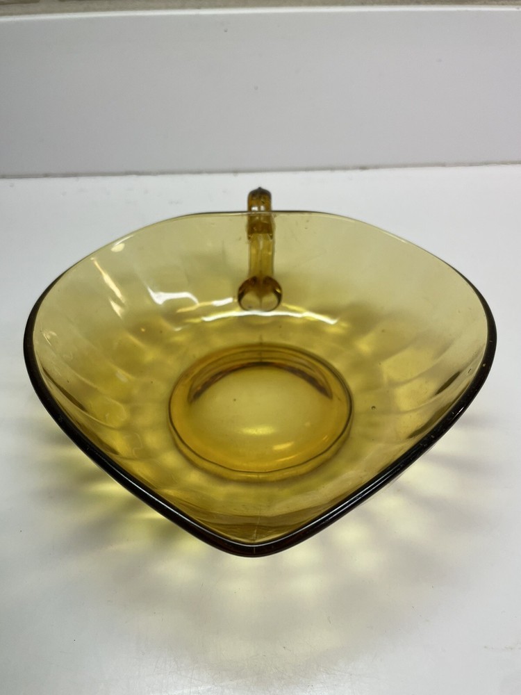 Vintage Amber Heart-Shaped Dish