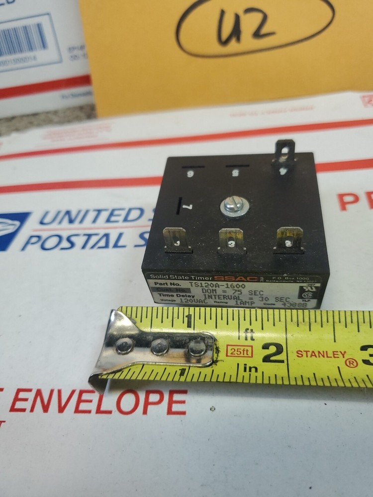 SSAC TS120A-1600 Solid State Timer DOM 75 SEC INTERVAL 30 SEC 120VAC USED, U2
