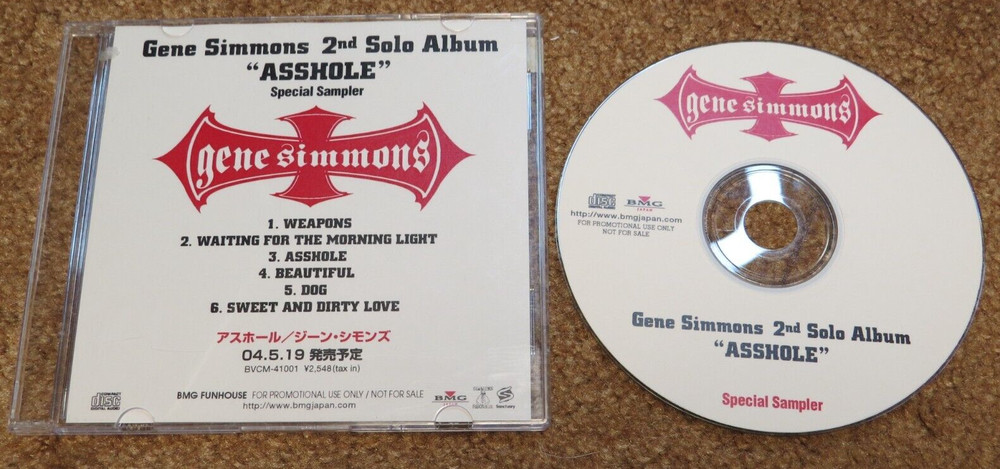 KISS GENE SIMMONS A$$HOLE JAPANESE 6 SONG SAMPLER PROMO CD