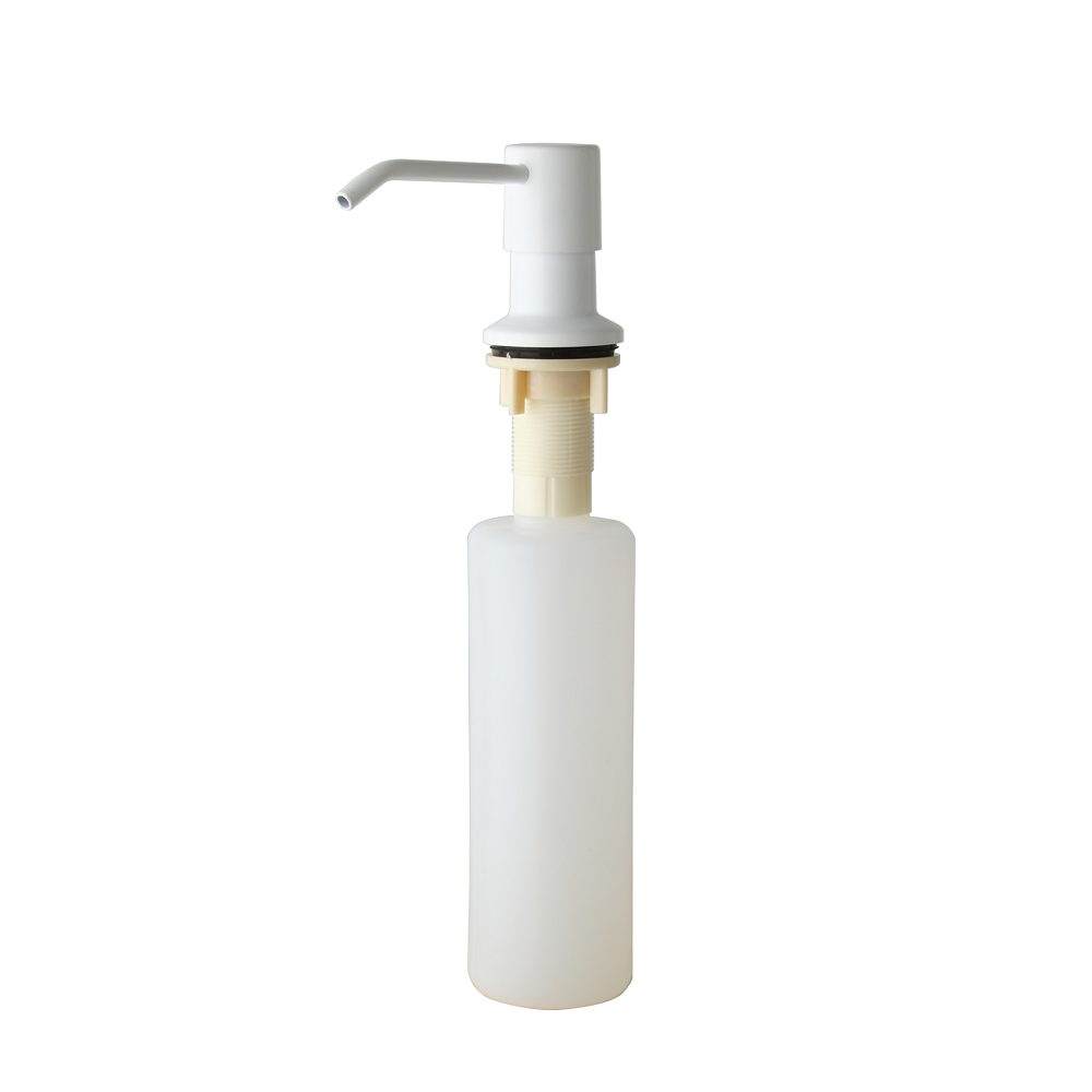 US Deck Mount 300ml White Press Head Kitchen Sink Liquid Soap Dispenser Bottle