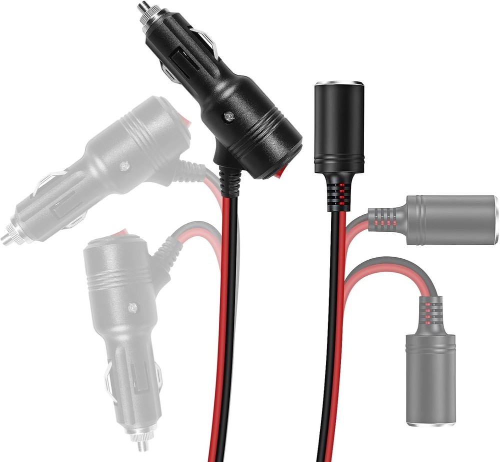 Universal Car Cigarette Lighter Adapter with Switch 2-Socket 12V/24V Splitter