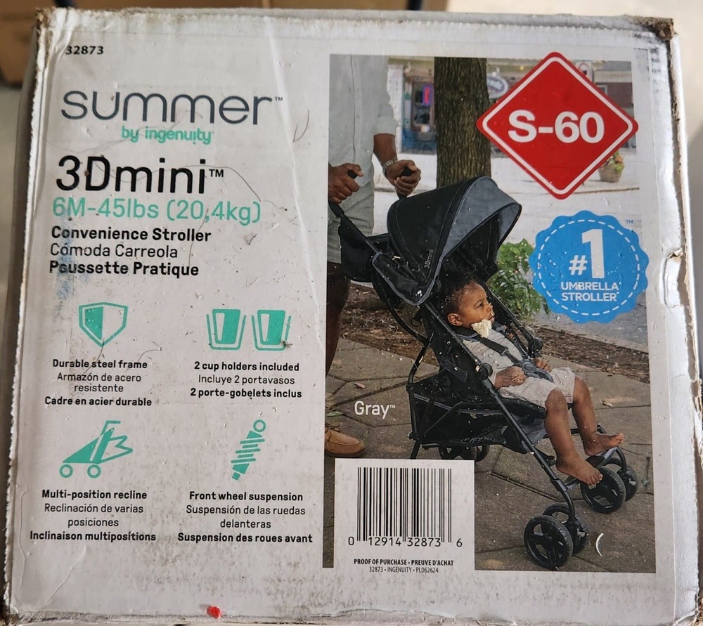 Summer by Ingenuity 3Dmini Lightweight Umbrella Stroller Gray Folding