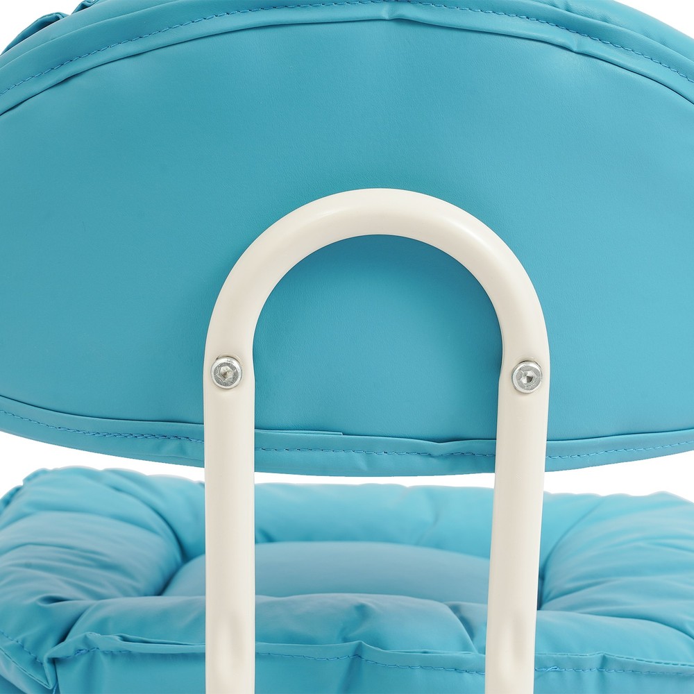 Minimalist Style Rolling Stool W/ Back Rest Sponge Heavy Duty Rolling Stool