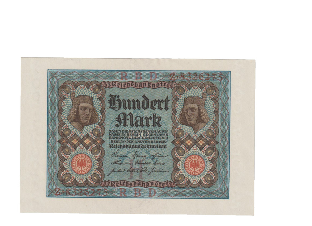 GERMANY 1920 100 MARK BANKNOTE P69a UNCIRCULATED CONDITION