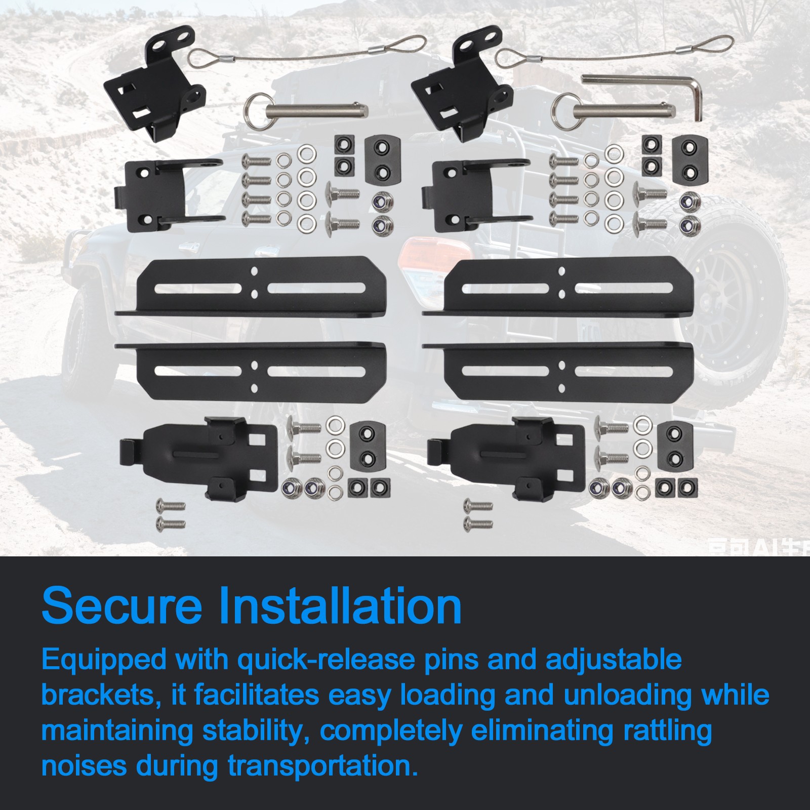 For Pelican RFMT-002-BLK Cargo Case Roof Mount Kit, Black, Gen2 BX140R BX55S 85S