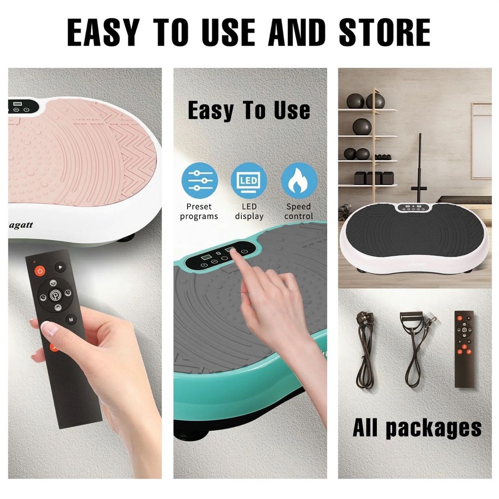 Vibration Plate Exercise Machine | Full Body Workout Platform w/ Remote & Bands