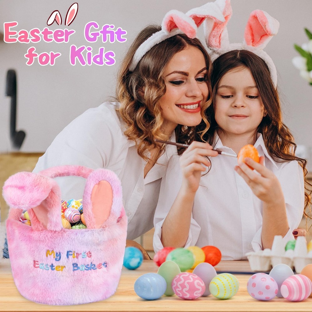 GEWUJATOP Easter Basket, Empty Easter Baskets for Kids Boys Girls,Empty Bunny...