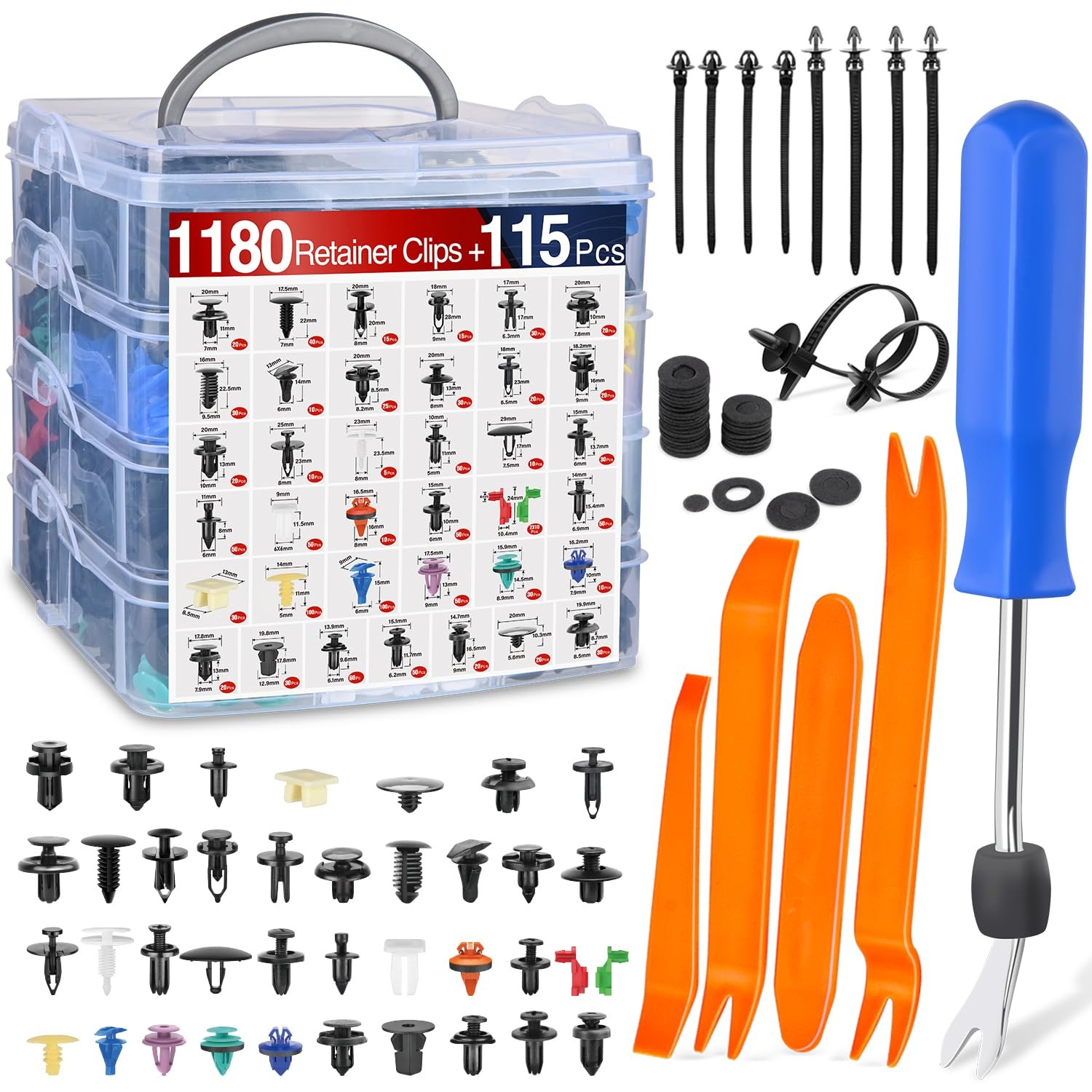 Nilight 1295Pcs Car Push Retainer Clips Auto Fasteners Kit-37 Sizes
