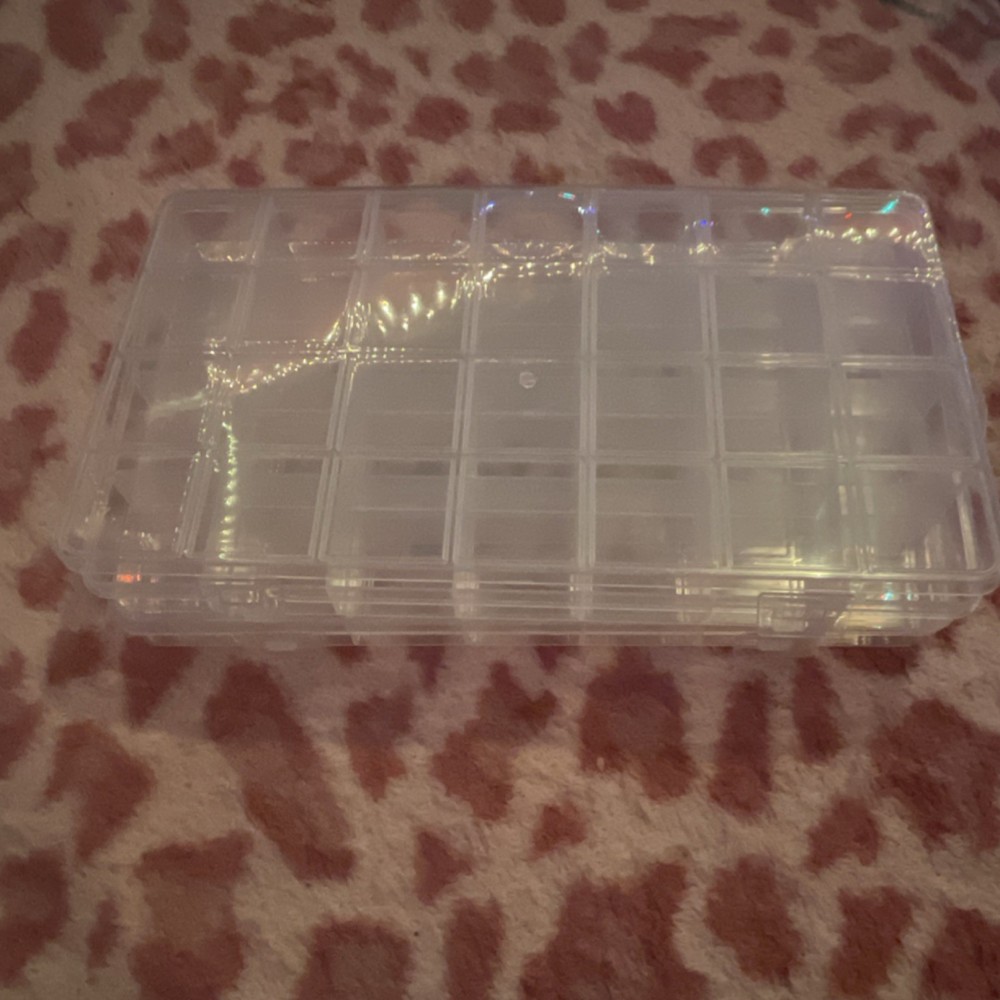 2 Clear Plastic Bead Storage Organizer Box with Multiple Compartments