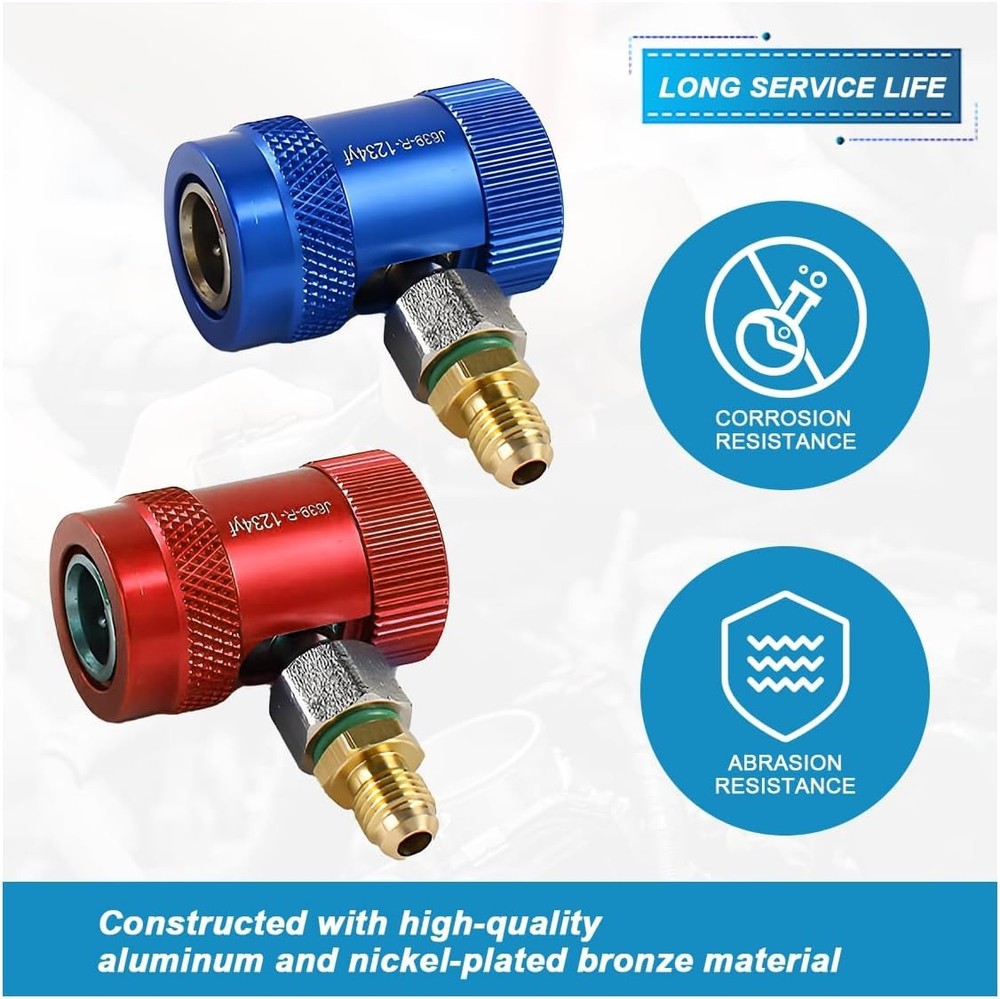 R1234yf A/C Refrigerant Quick Coupler Adapter Set, Adjustable High & Low Pressur