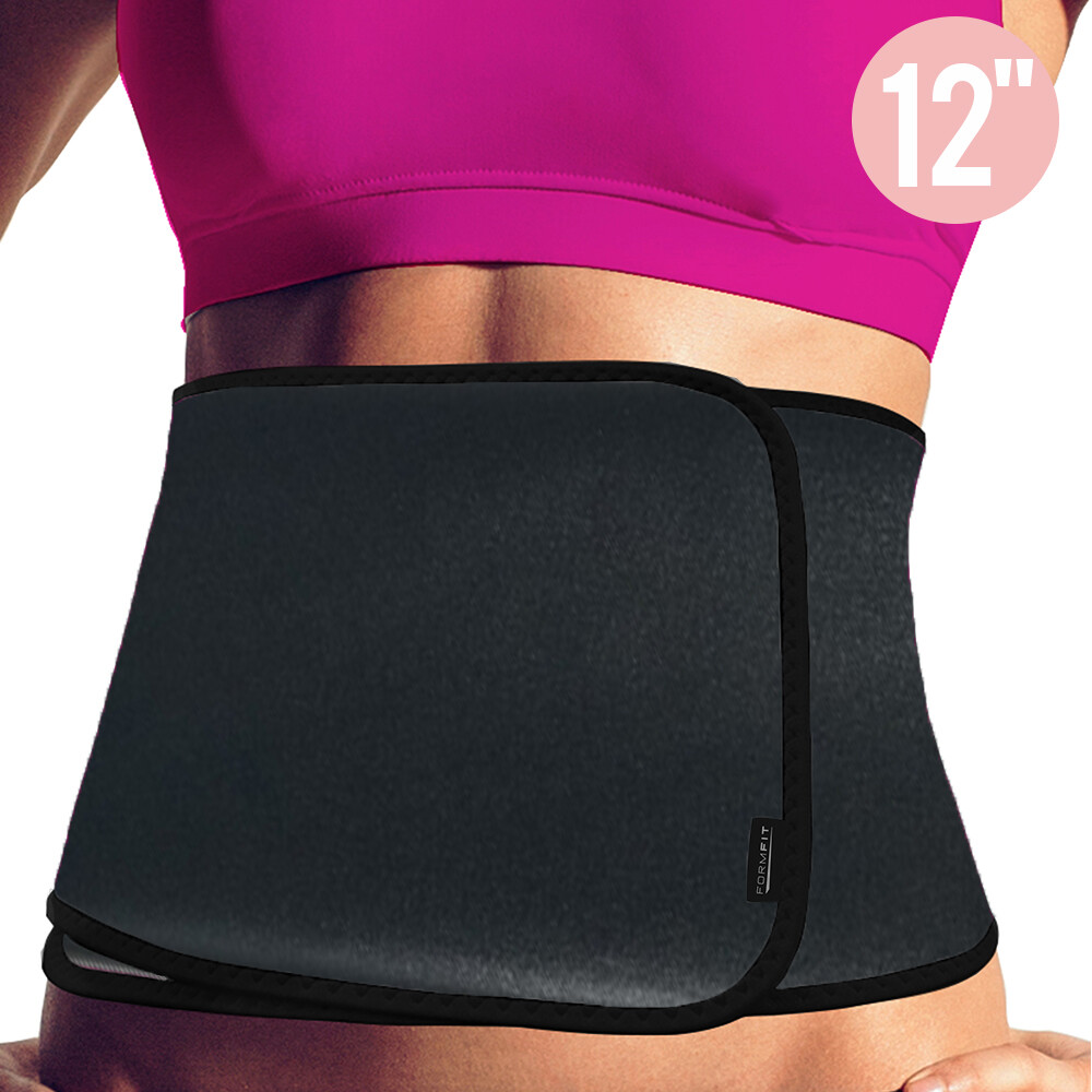 Formfit Thermal Slimmer Belt. Body Shaper. 12''. Women. One Size. Metallic Black
