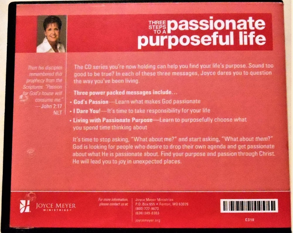 Three Steps To A Passionate Purposeful Life...Joyce Meyer 3 CD Set
