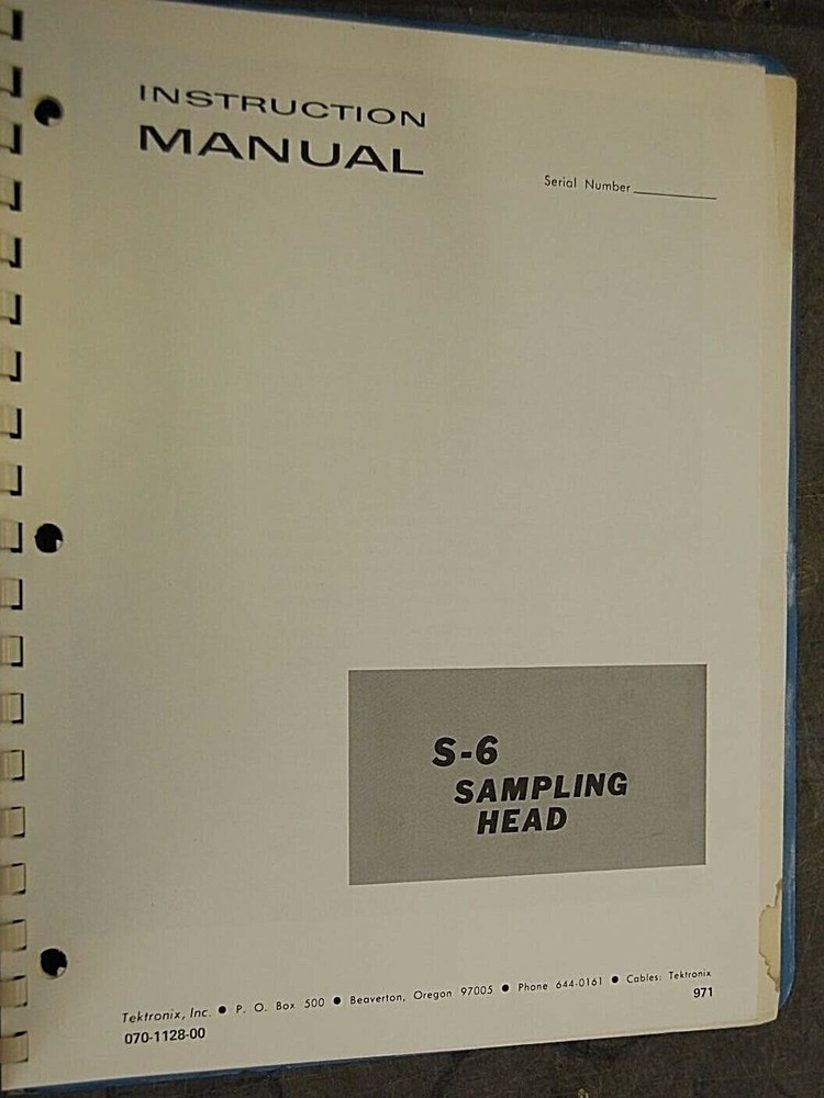 Tektronix S-6 Sampling Head 070-1128-00 Instruction Manual