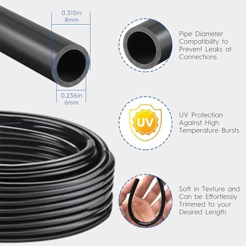360° Automatic Drip Irrigation Kit - 5/16'' Tubing, Adjustable Universal 33FT