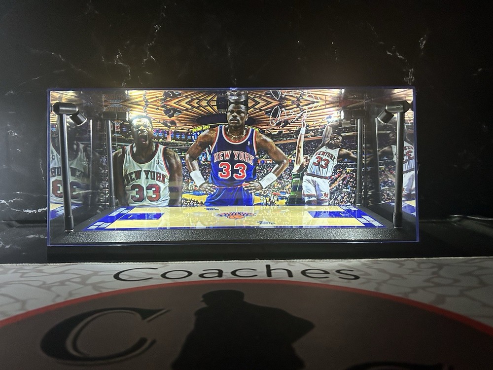 Patrick Ewing 2-card PSA & BGS display case with LED lights - Knicks