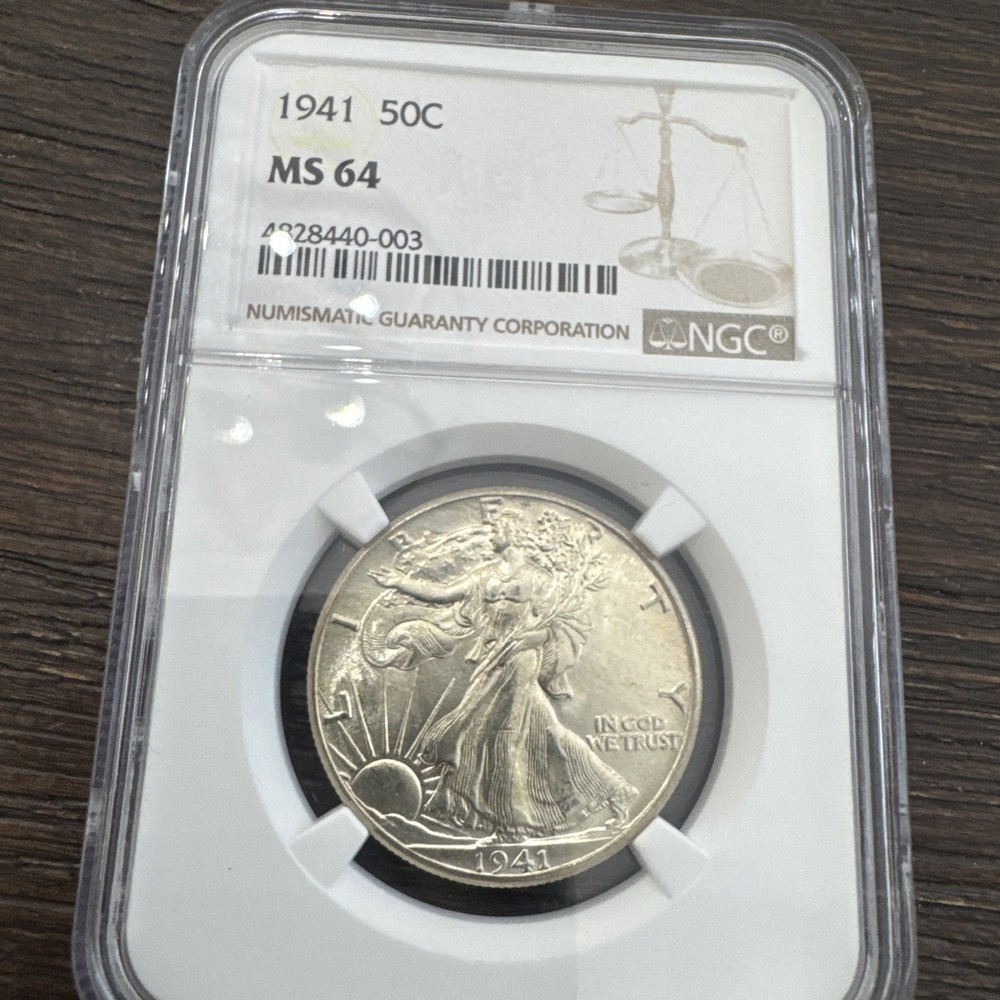 1941 Walking Liberty Silver Half Dollar - 90% Silver Verified - NGC MS64