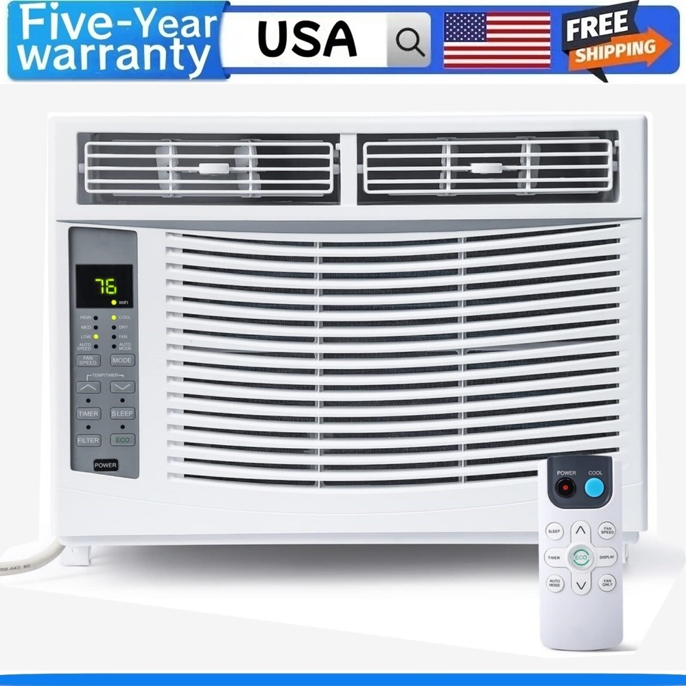 🎱AC Unit with Remote & APP Control Window Air Conditioner 6000 BTU 24H Timer