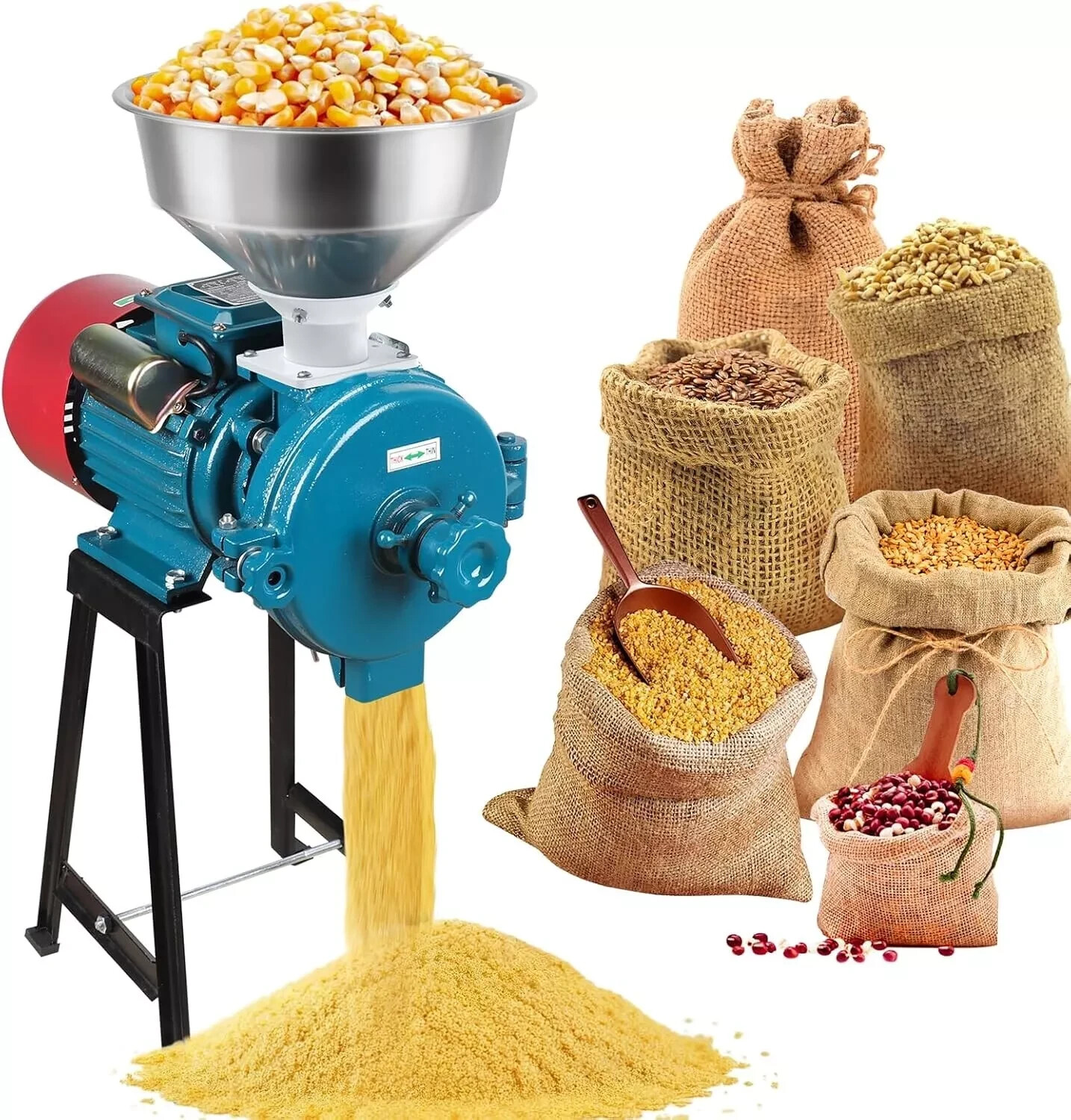 Electric Grain Mill Grinder 3000W 110V Commercial Dry Feed Corn Cereals Wheat