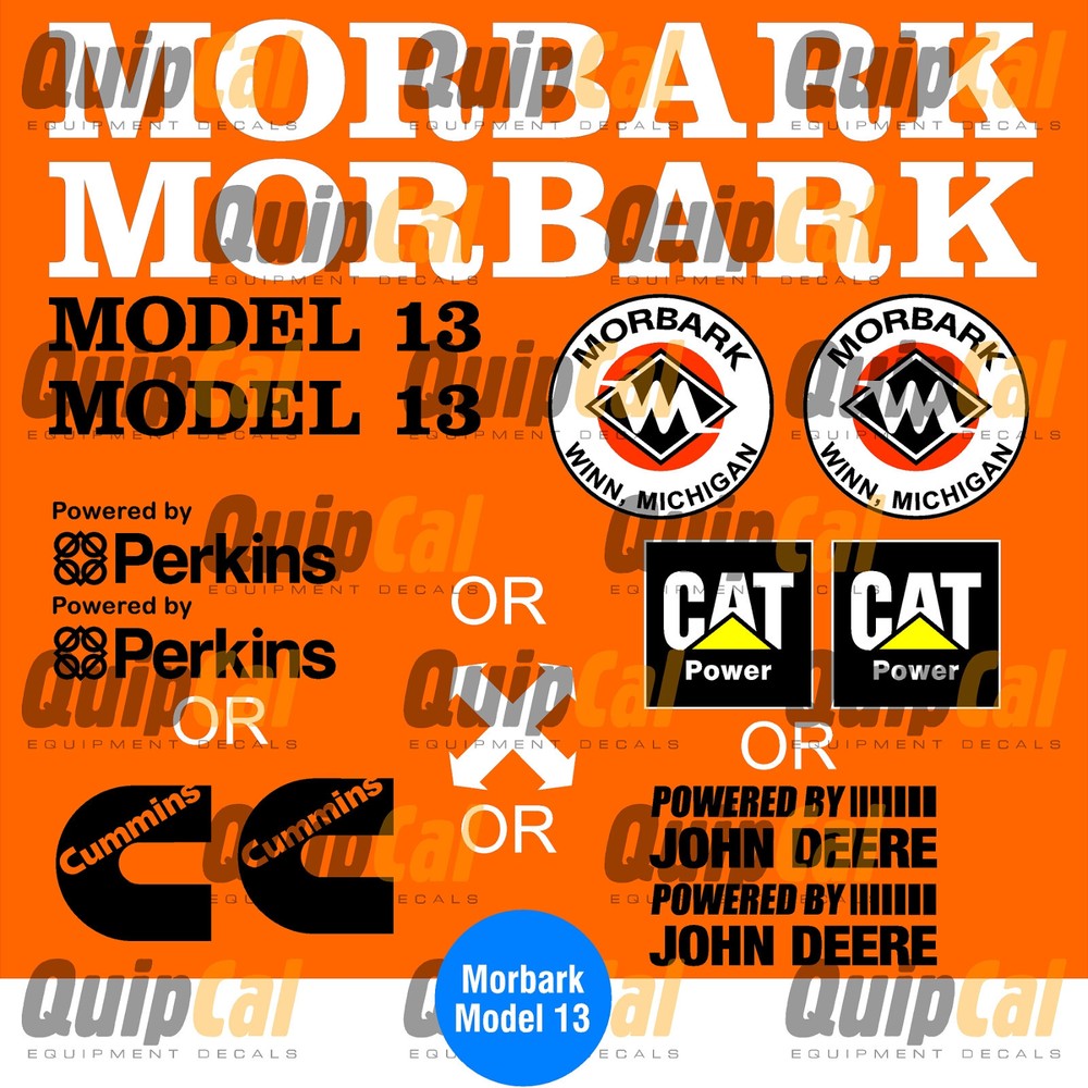 Morbark Model 13 Chipper Decal Set. Morbark 14, 15, 15, 17 Sets also available.