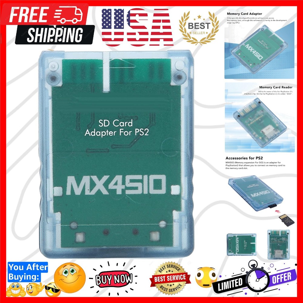 MX4SIO SD Card Adapter for PS2, Memory Card Expansion for SIO Replacement Mem...
