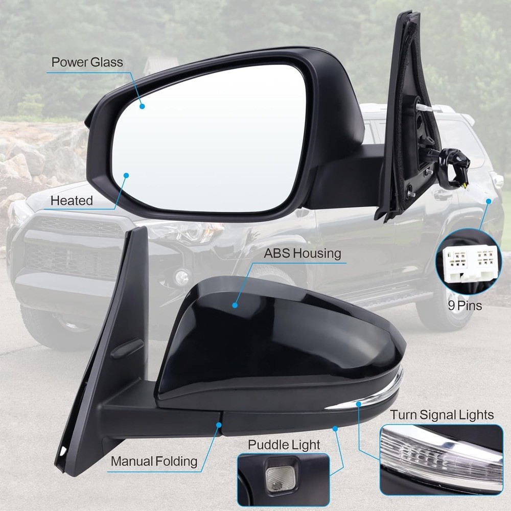 Left Driver Side Mirror Compatible with 2014-2025 Toyota 4runner With Manual