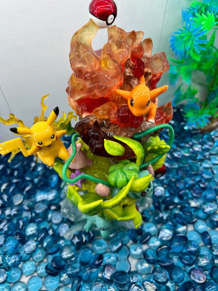 Pikachu, Squirtle, Charmander, & Bulbasaur Aquarium Statue
