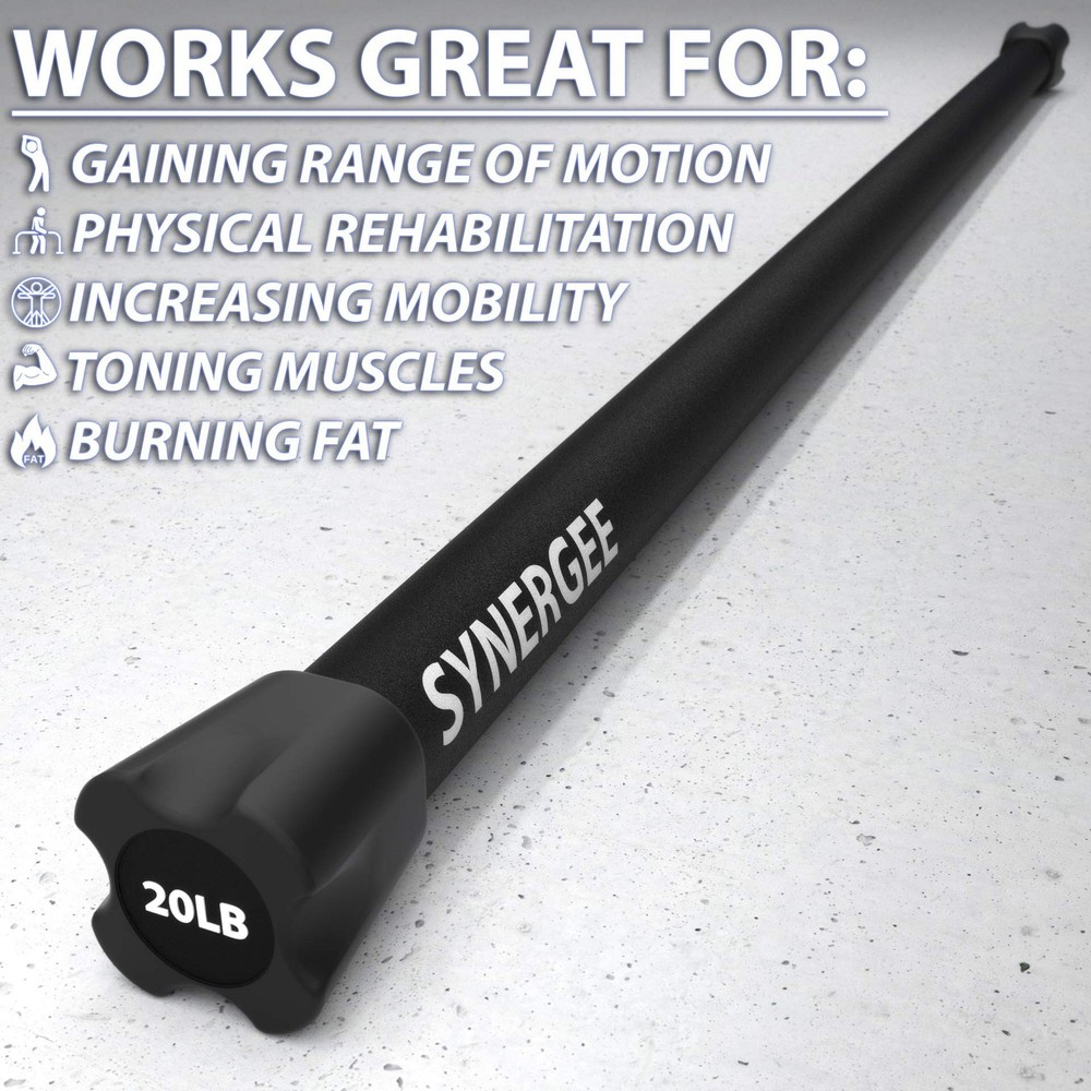 Synergee Workout Bar Weight Bar Combo Set - Multiple Weights Padded Weighted ...