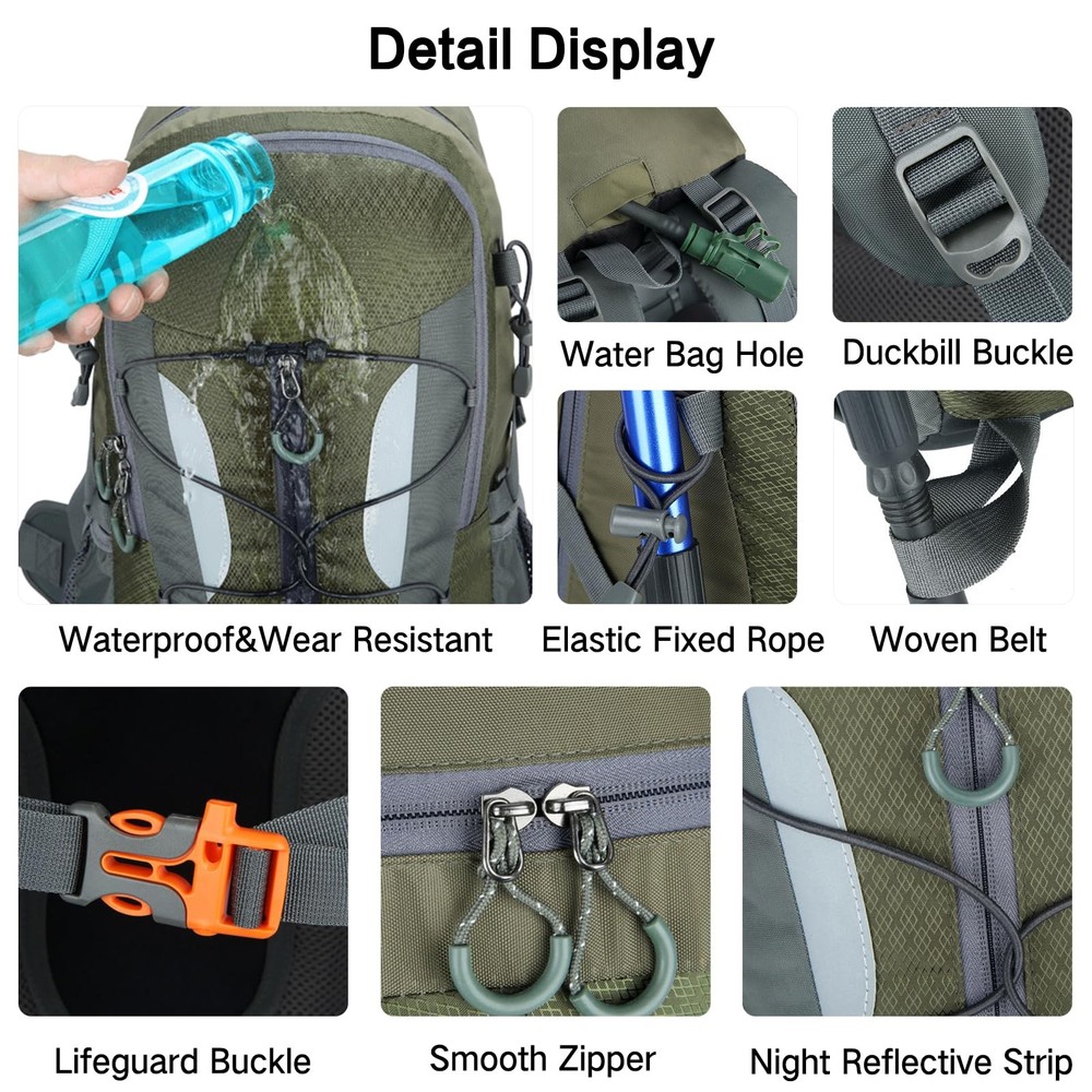 30L Hiking Backpack Waterproof Rucksack Trekking Daypack Durable Backpack for...