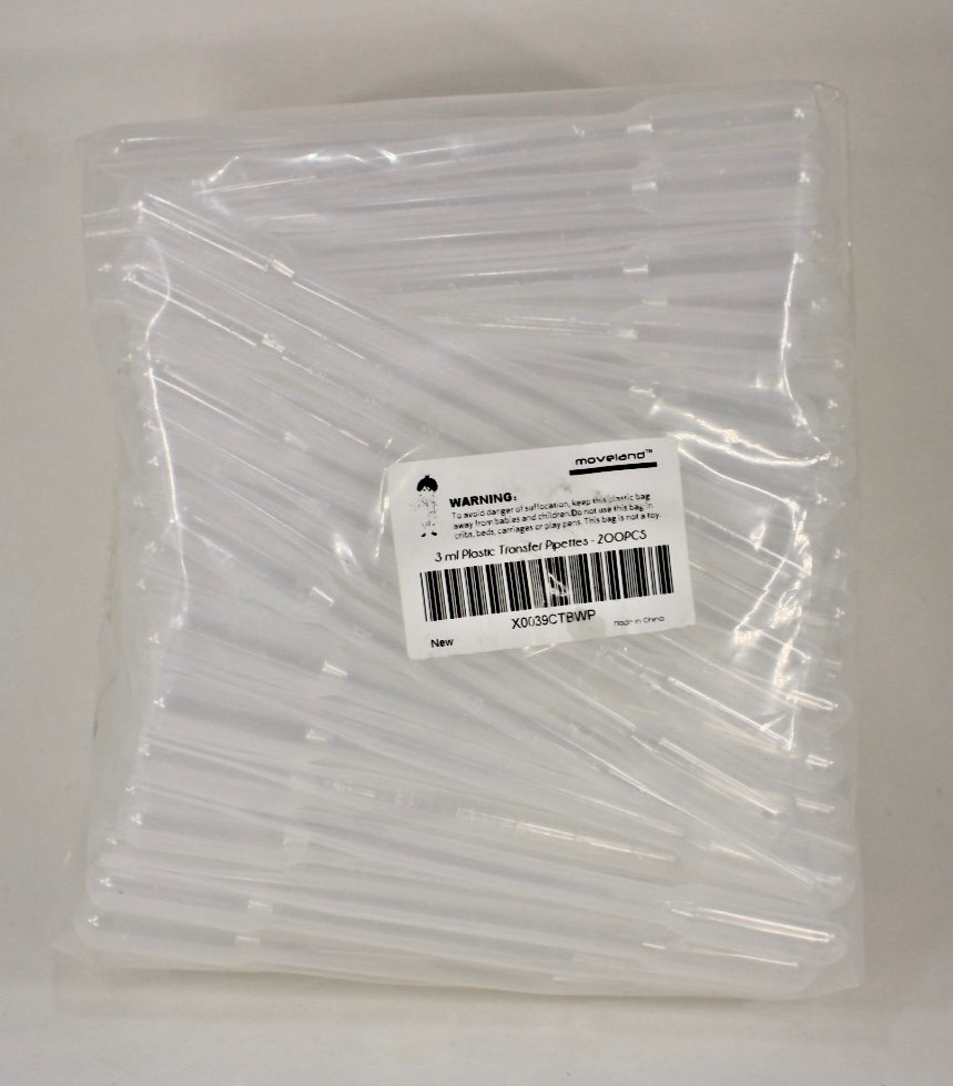 3ml Disposable Plastic Transfer Pipettes for Science Experiment Crafts (200 Pcs)