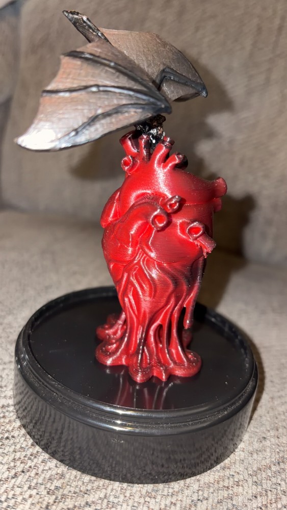 Vampire bat drinking from heart ooak unique oddity gaff