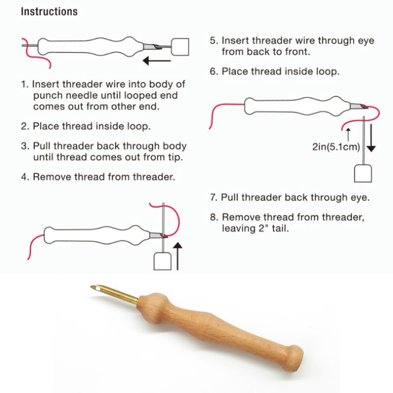Project for DIY Craft Stitching Applique Embellishment Punch Needle Threader