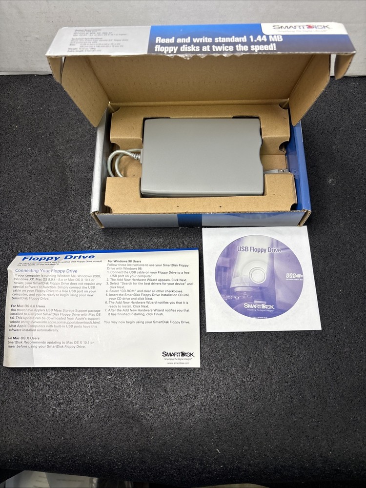 SmartDisk High Speed 2x USB External Floppy Disk Drive Titanium Edition WIN MAC