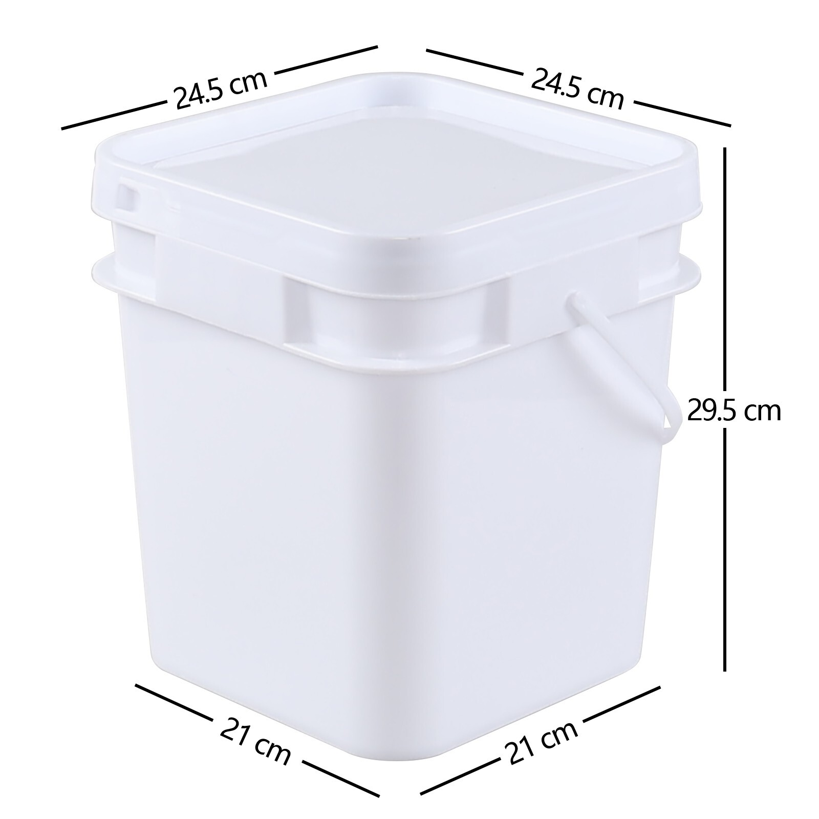4-Pack 3 Gallon Square Food Grade Plastic Bucket Pail with Sealed Lid and Handle